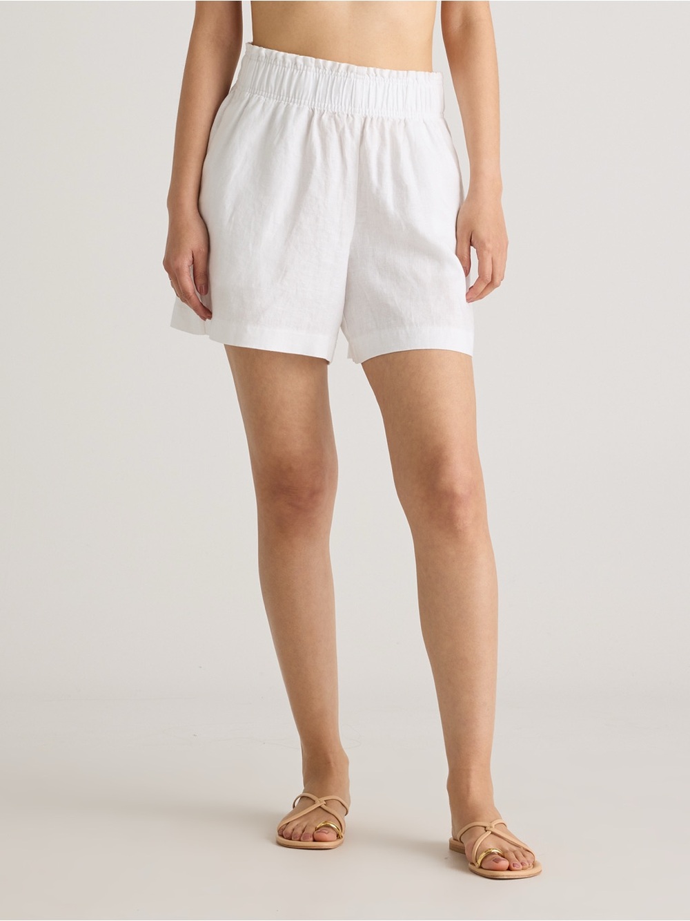 Quince White Lightweight Linen Women’s Shorts